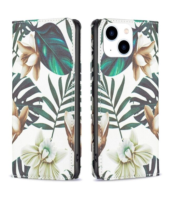 Leaves & Flowers Bookcase Hoesje voor de iPhone 14