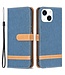 Binfen Color Navy Blauw Katoenen Bookcase Hoesje voor de iPhone 14