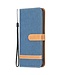 Binfen Color Navy Blauw Katoenen Bookcase Hoesje voor de iPhone 14