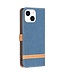 Binfen Color Navy Blauw Katoenen Bookcase Hoesje voor de iPhone 14