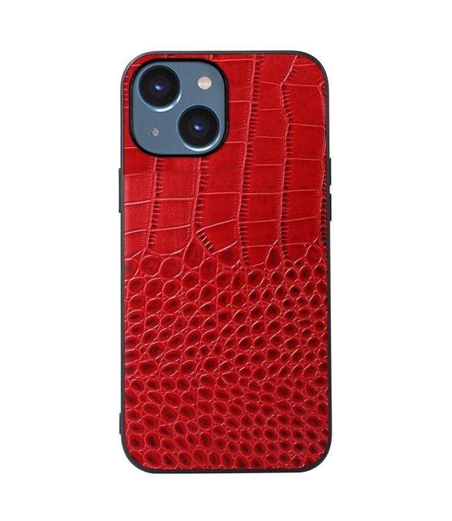 Rood Krokodillen Koeienleer Hoesje voor de iPhone 14