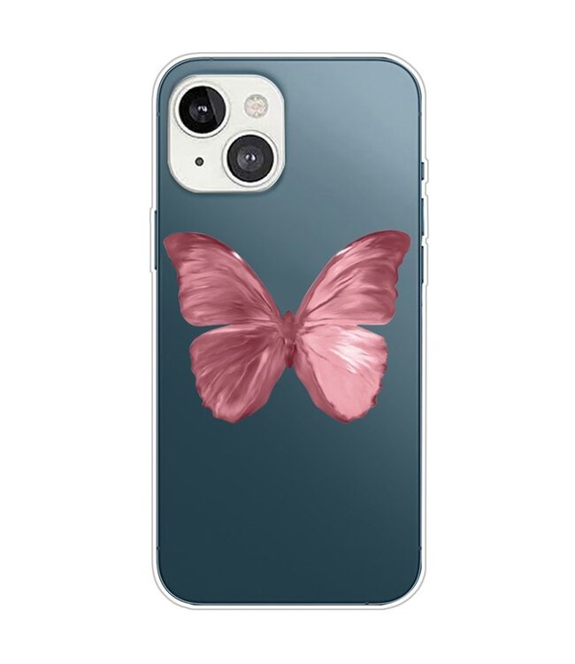 Roze Vlinder TPU Hoesje voor de iPhone 14