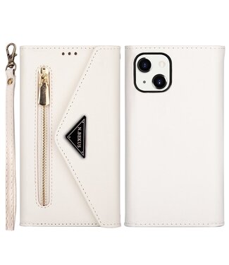 Wit Luxe Wallet Hoesje met Rits iPhone 14