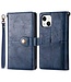Blauw Retro Stijl Bookcase Hoesje met Koordje voor de iPhone 14