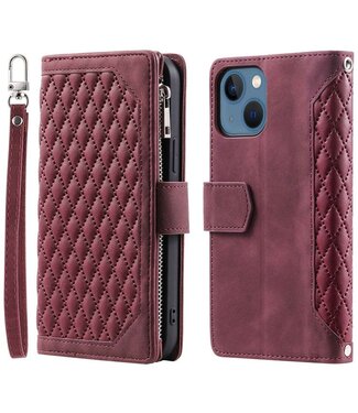 Bordeaux Rood Bookcase Hoesje met Polsbandje iPhone 14