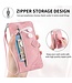 Roze Zipper Bookcase Hoesje met polskoordje voor de iPhone 14