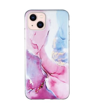Roze / Blauw Marmer TPU Hoesje iPhone 14