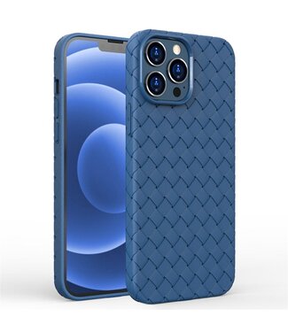 Blauw Gewoven Textuur Hardcase Hoesje iPhone 14