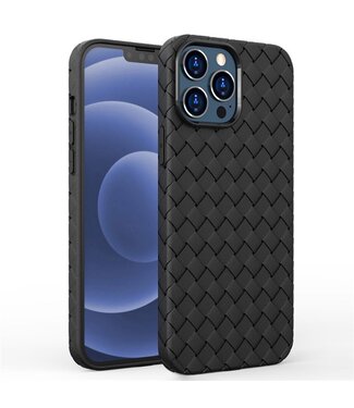 Zwart Gewoven Textuur Hardcase Hoesje iPhone 14