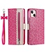 Roze Diamantjes Bookcase Hoesje met polsbandje voor de iPhone 14