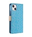 Blauw Diamantjes Bookcase Hoesje met polsbandje voor de iPhone 14