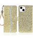 Goud Bling Bling Bookcase Hoesje met polsbandje voor de iPhone 14