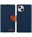 Mercury Donkerblauw Canvas Bookcase Hoesje voor de iPhone 14