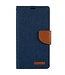 Mercury Donkerblauw Canvas Bookcase Hoesje voor de iPhone 14