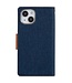 Mercury Donkerblauw Canvas Bookcase Hoesje voor de iPhone 14