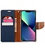 Mercury Donkerblauw Canvas Bookcase Hoesje voor de iPhone 14