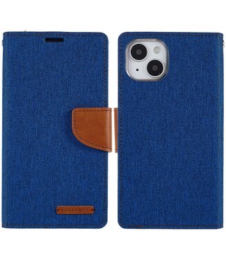 Mercury Blauw Canvas Bookcase Hoesje iPhone 14