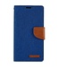 Mercury Blauw Canvas Bookcase Hoesje voor de iPhone 14