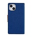 Mercury Blauw Canvas Bookcase Hoesje voor de iPhone 14