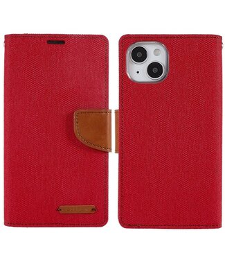 Mercury Rood Canvas Bookcase Hoesje iPhone 14