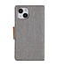 Mercury Grijs Canvas Bookcase Hoesje voor de iPhone 14