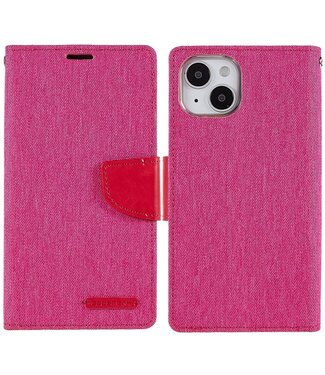 Mercury Roze Canvas Bookcase Hoesje iPhone 14