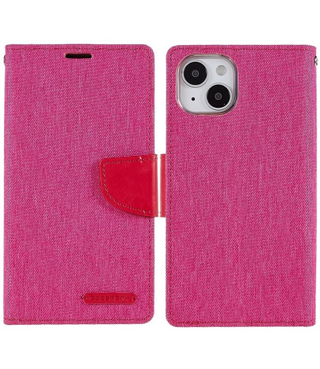 Mercury Roze Canvas Bookcase Hoesje voor de iPhone 14