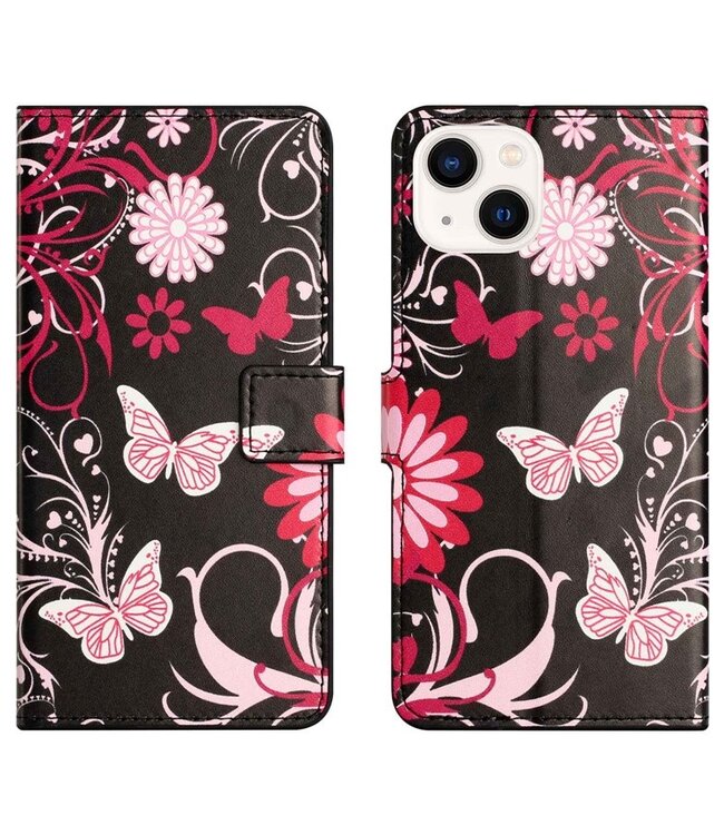 Roze Vlinders Bookcase Hoesje voor de iPhone 14