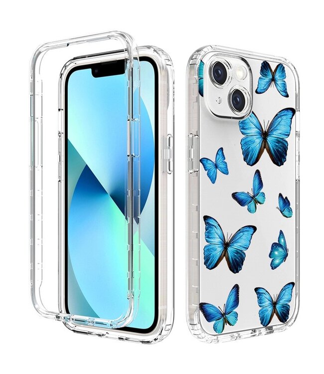 Blauwe Vlinders Hybrid Hoesje voor de iPhone 14