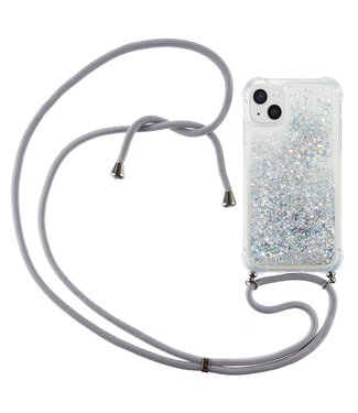 Zilver Glitter TPU Hoesje met Koord iPhone 14