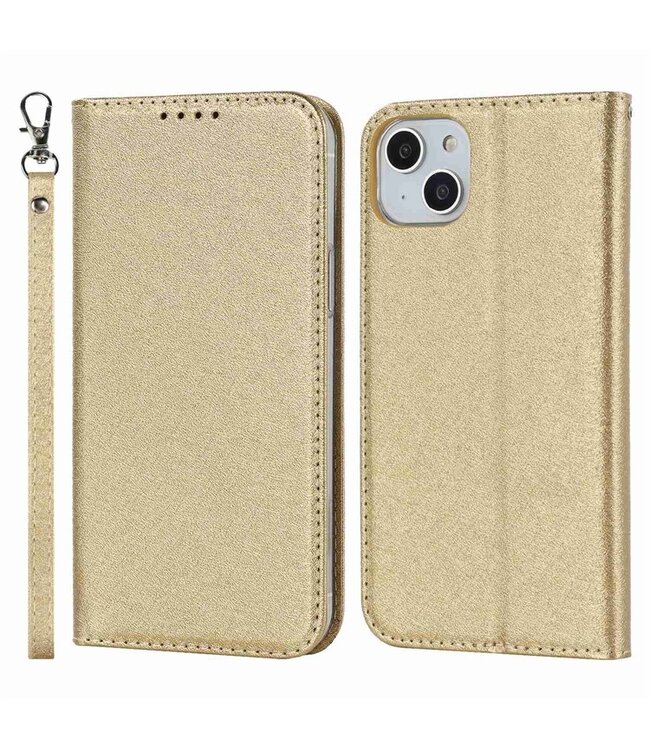 Goud Bookcase Hoesje met polsbandje voor de iPhone 14