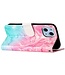 Roze en Blauw Marmer Bookcase Hoesje voor de iPhone 14