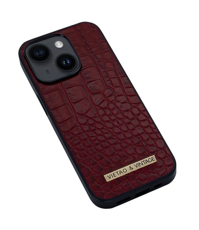 Vietao Bordeaux Rood Krokodillen Faux Leren Hoesje voor de iPhone 14