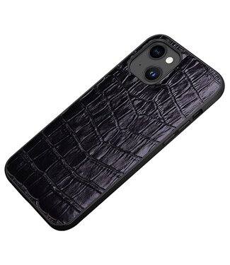 Zwart Krokodillen Faux Leren Hoesje iPhone 14