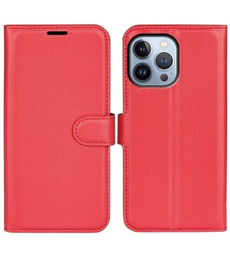 Rood Litchee Bookcase Hoesje iPhone 14 Pro