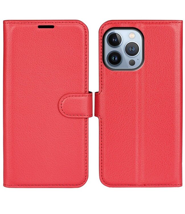 Rood Litchee Bookcase Hoesje voor de iPhone 14 Pro