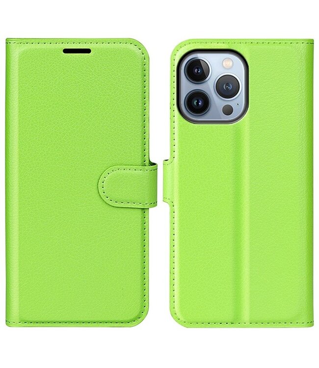 Groen Litchee Bookcase Hoesje voor de iPhone 14 Pro