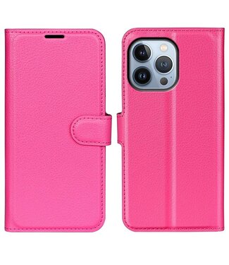 Roze Litchee Bookcase Hoesje iPhone 14 Pro