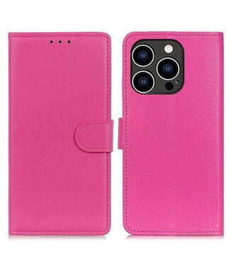 Roze Litchee Bookcase Hoesje iPhone 14 Pro