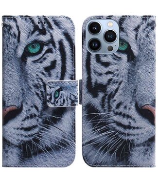 Witte tijger Bookcase Hoesje iPhone 14 Pro