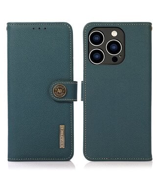 Khazneh Turquoise Echt Leder Bookcase Hoesje iPhone 14 Pro