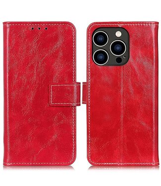 Rood Glad Bookcase Hoesje iPhone 14 Pro