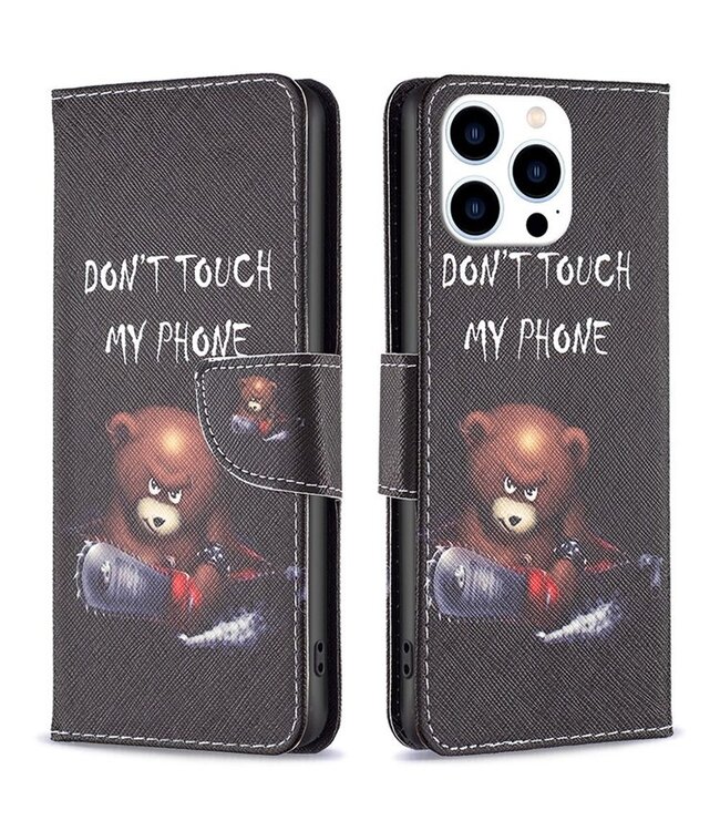 Don't Touch My Phone Bookcase Hoesje voor de iPhone 14 Pro
