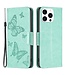 Turquoise Vlinders Bookcase Hoesje voor de iPhone 14 Pro