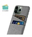 Grijs Stoffen Hardcase Hoesje met Pasjeshouders voor de iPhone 14 Pro