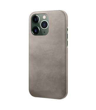 Grijs Faux Leren Hardcase Hoesje iPhone 14 Pro