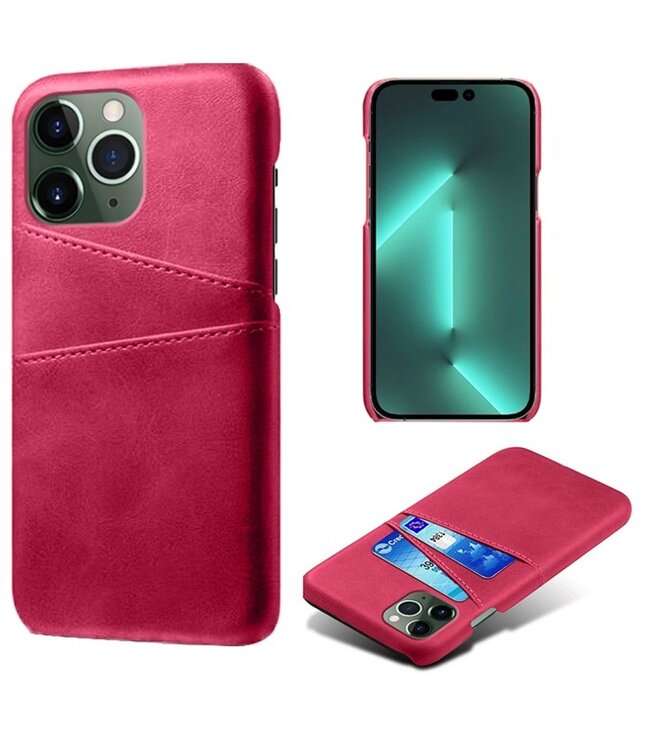 Roze Hardcase Hoesje met Pasjeshouders voor de iPhone 14 Pro