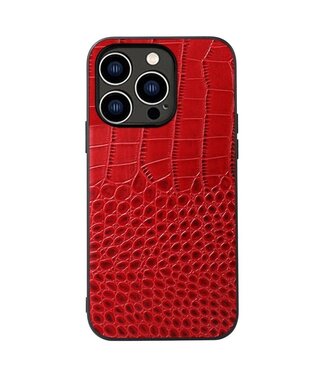 Rood Krokodillen Hardcase Hoesje iPhone 14 Pro