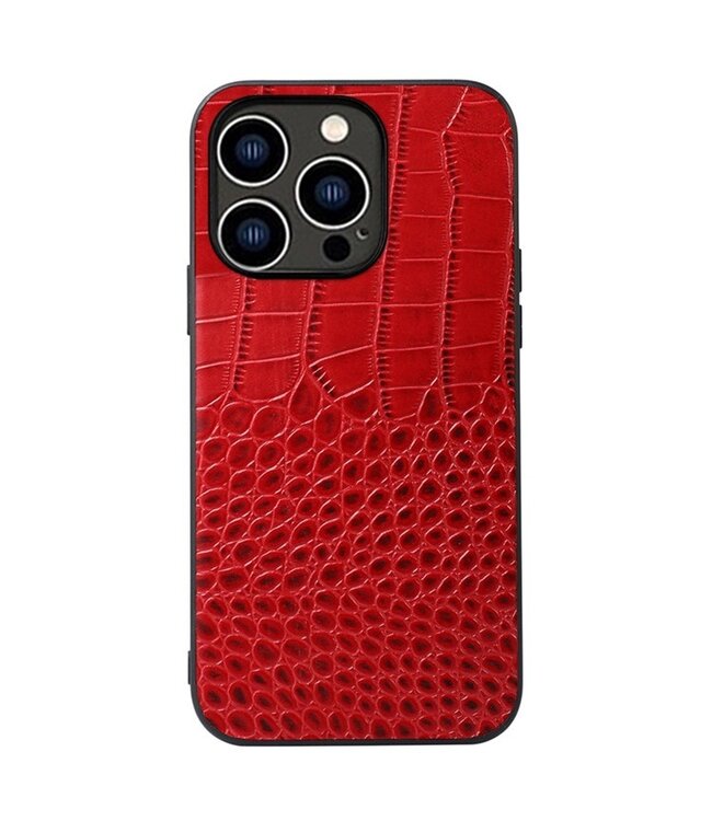 Rood Krokodillen Hardcase Hoesje voor de iPhone 14 Pro