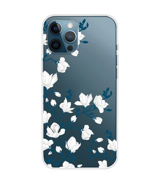 Witte Bloemen TPU Hoesje iPhone 14 Pro